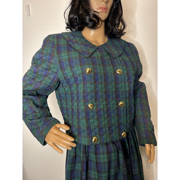 Vintage Cullinane Quilted Plaid Jacket & Skirt Set preppy Made in USA medium - Picture 14 of 15